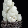 A fine carved jade group with two boys and goose, china, 18th century