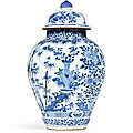 A blue and white porcelain jar and cover, qing dynasty