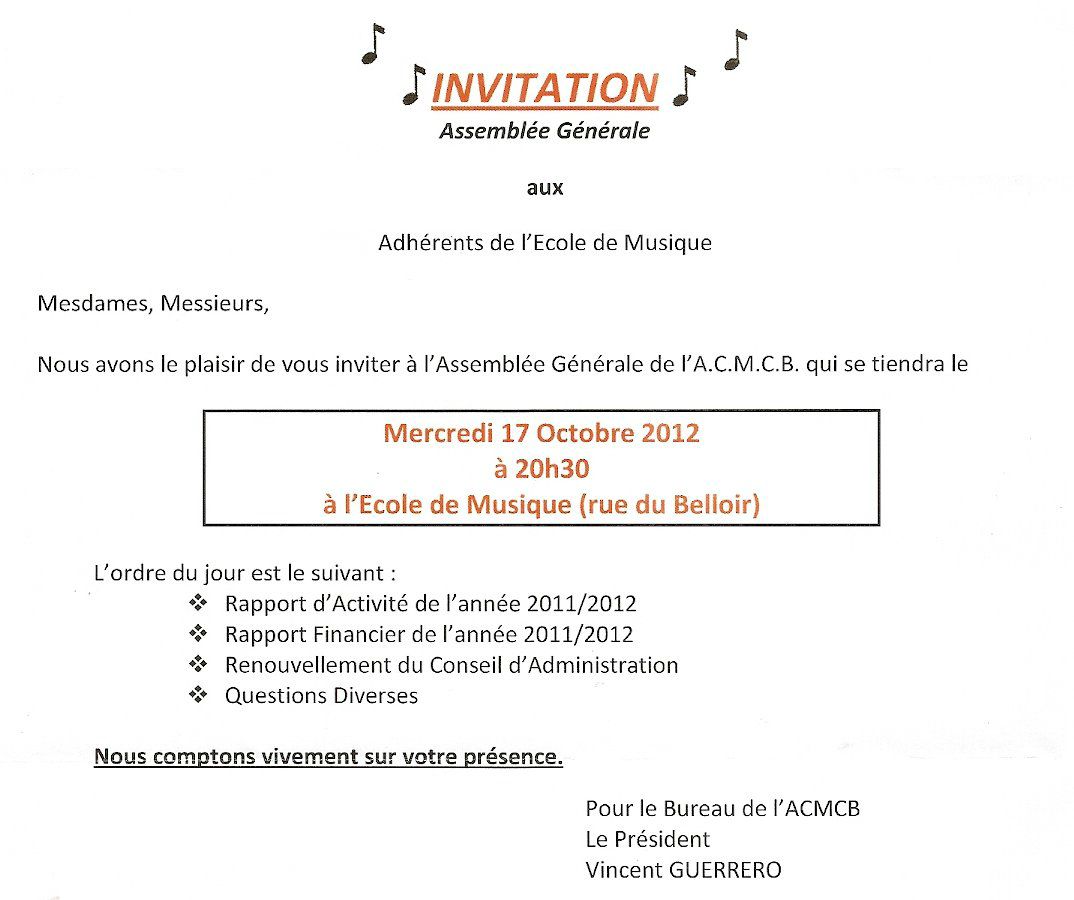 invitation Assemblée Générale - Association Culturelle et ...