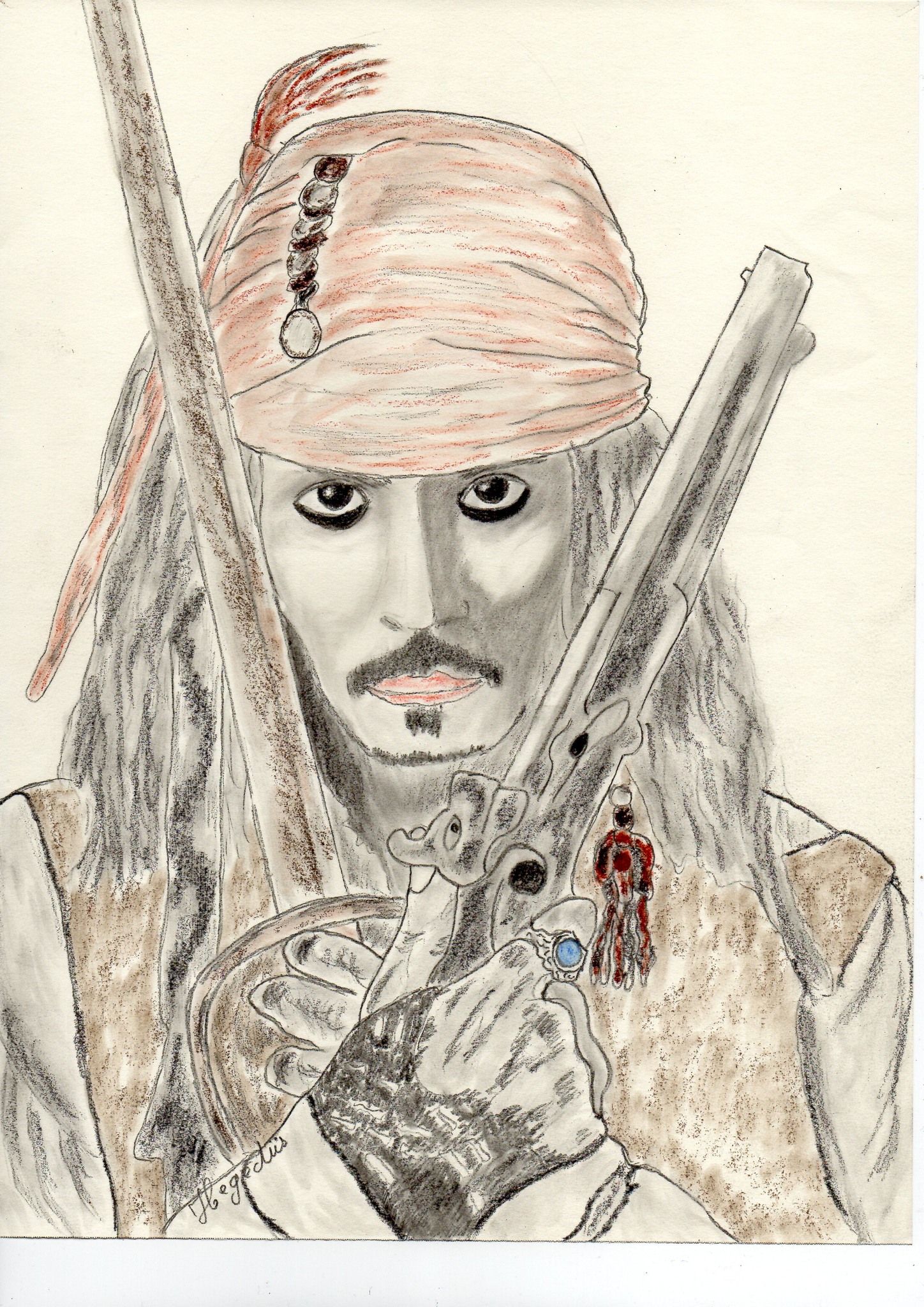 Jack Sparrow Dessin Pirate Des Caraibes johnny deep jack sparrow - Photo de Dessins portrait de stars