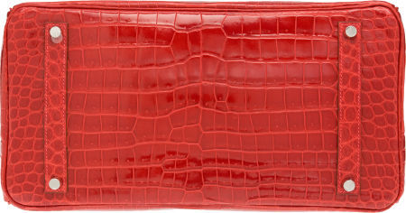 Hermes 35cm Shiny Braise Red Porosus Crocodile Birkin Bag with Palladium  Hardware - Alain.R.Truong