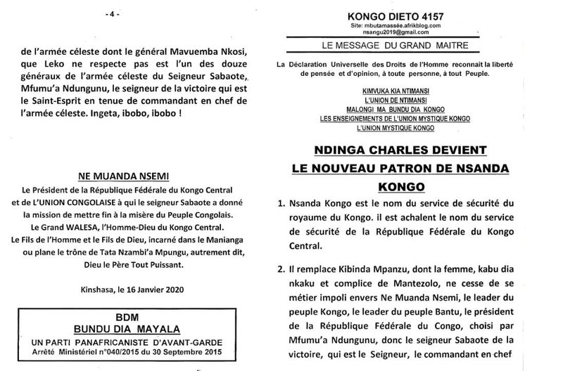NDINGA CHARLES DEVIENT LE NOUVEAU PATRON DE NSANDA KONGO a