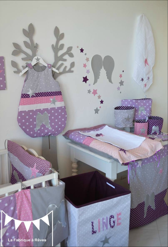 Guirlande bébé origami étoile rose violet parme pour décoration chambre  d'enfant : accessoires-bebe par parisdepapiers