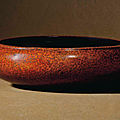 A marbled xipi lacquer brush washer, ming dynasty, early 17th century