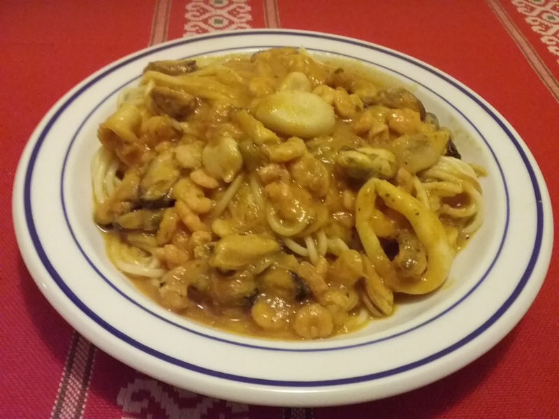 Spaghetti et fruits de mer au curry1