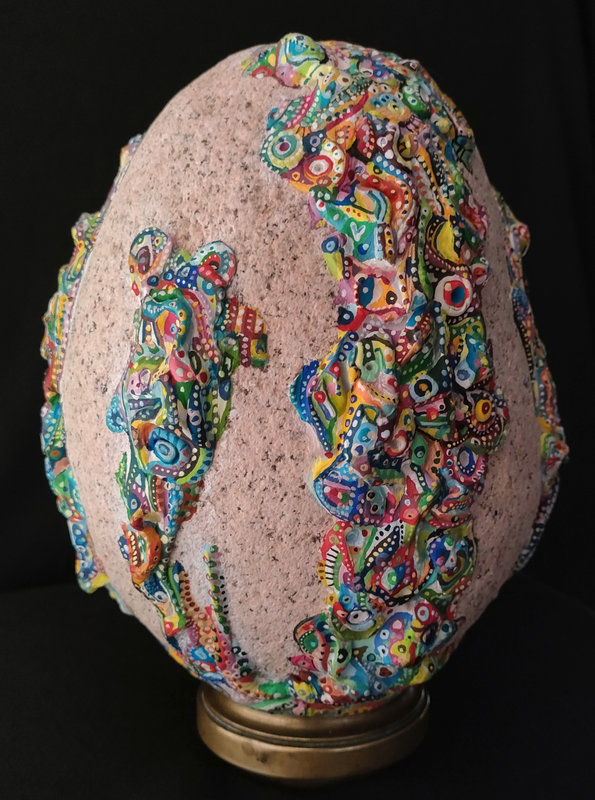 ©Hervé THAREL-SCHMIM'STONE XXX ostrich 2022 - T7 sur plastiroc et pierre ±18x13cm 4