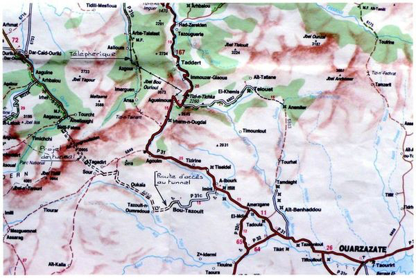 Photo 3 carte présentant le projet de tunnel ferroviaire 1950, passant par l’Ourika (J-M Decailloz)