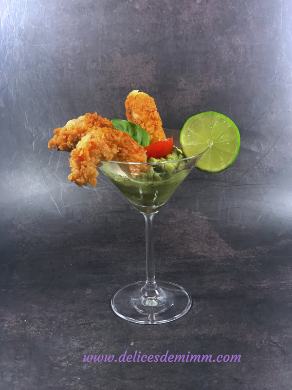 Cocktail de crevettes panées au guacamole 3
