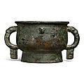 An important documentary archaic bronze ritual food vessel (gui), late shang dynasty, probably c. 1072 bc