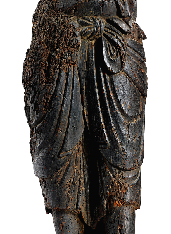 A carved wood figure of Fudo Myo-O, Japan, Heian period, 12th century