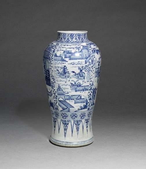 A rare and massive blue and white 'soldier' vase, Kangxi period (1662-1722)