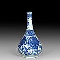 A chinese blue and white ‘kraak porselein ’ bottle vase. ming dynasty, wanli period, circa1590-1610