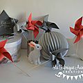 moulins à vent corail gris - décoration chambre bébé fille mariage baptême gris corail