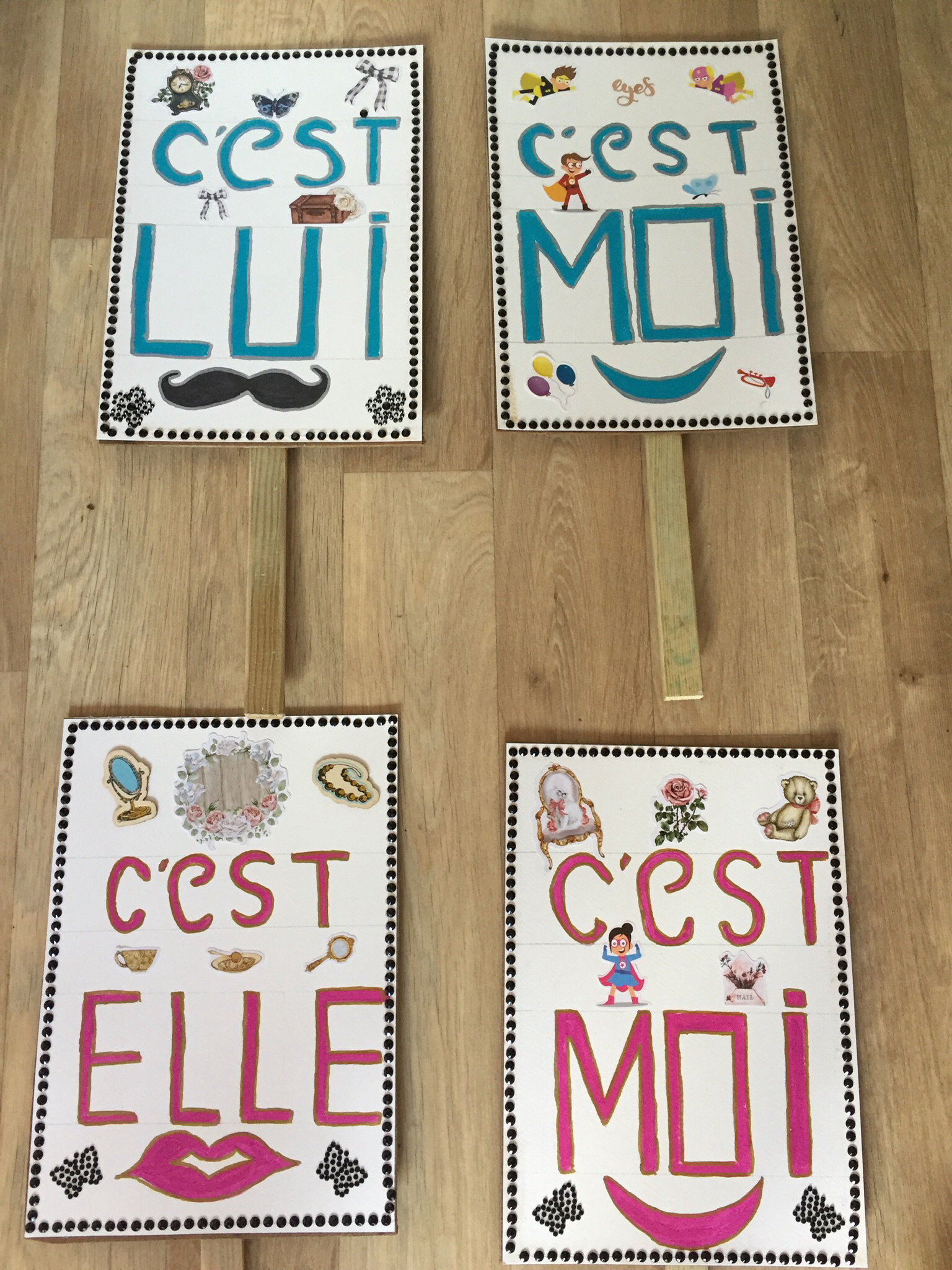 Fabrication de pancartes pour jeu mariage - Les Aquarelles de Monique