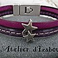 Puisque c'est ma journée violette, voici un autre modèle de bracelet double rang avec deux cuirs d'un violet différent !