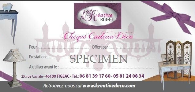 chèque cadeau SPECIMEN