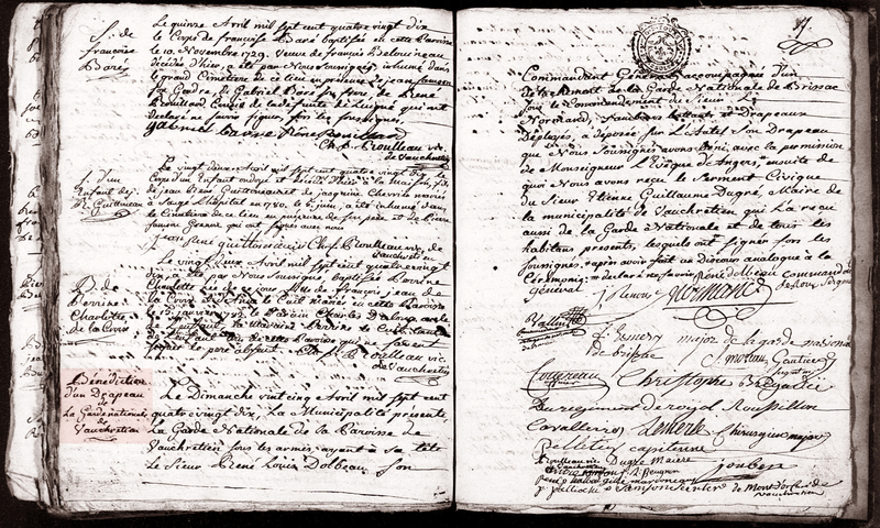 Registre Vauchretien 25 avril 1790