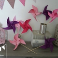 moulins à vent rose violet fuchsia décoration chambre fille mariage anniversaire baptême