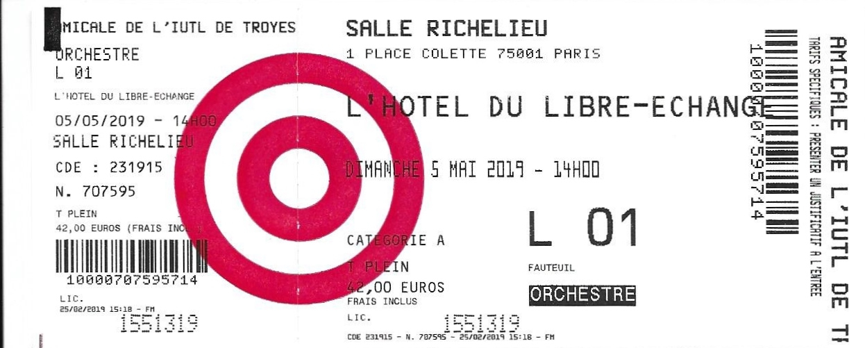 53 Un billet personnalisé Photo de Paris ComédieFrançaise 2019 Amicale de l