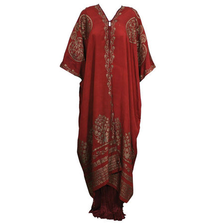 Mariano Fortuny Burgundy Stencilled Crepe Coat. Italy - Alain.R.Truong