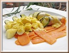 Poulet vapeur, tagliatelles de légumes au Thermomix Poulet vapeur, tagliatelles de légumes au Thermomix