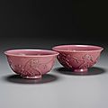 A pair of mauve Peking glass bowls. Qing dynasty, 19th century. photo courtesy Sotheby's