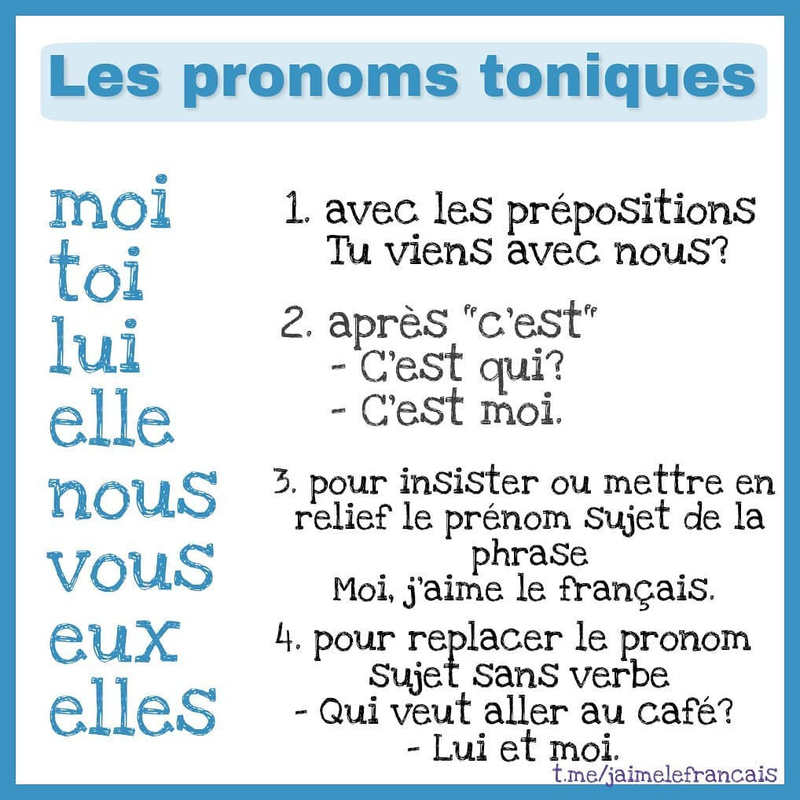 pronoms toniques - cas