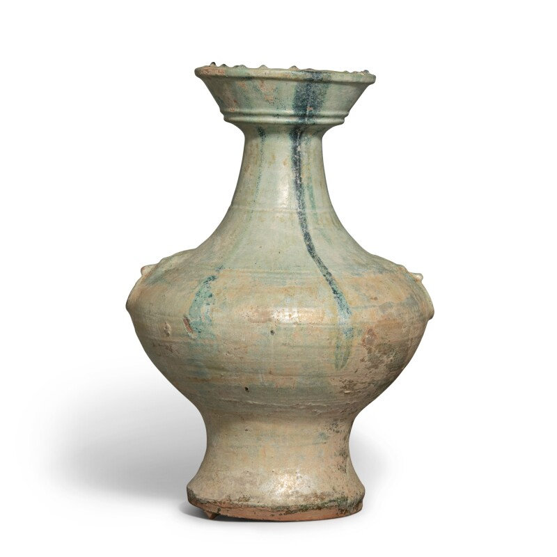 A green-glazed vase (Hu), Han dynasty (206 BC-220 AD)