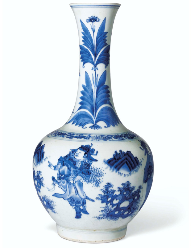 A blue and white bottle vase, Chongzhen Period (1628-1644)