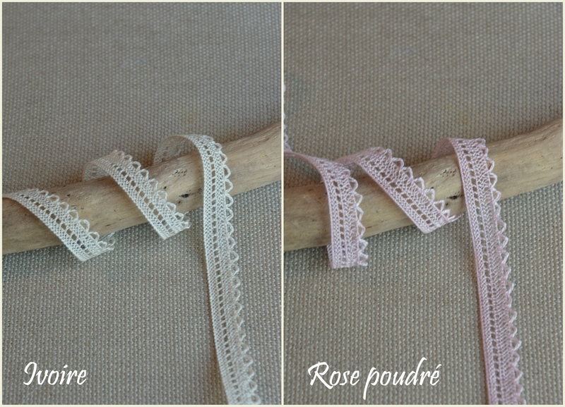 dentelle ivoire et rose poudré