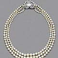 A rare art deco pearl and diamond necklace