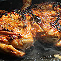 Poulet en crapaudine, legumes de saison a la plancha