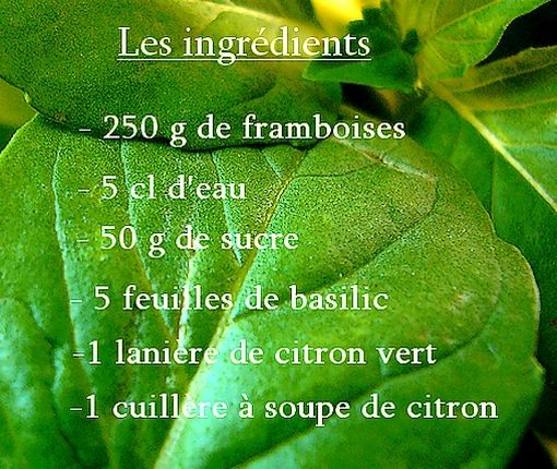 les ingrédients du sorbet framboise