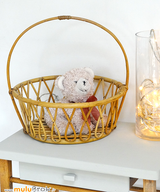 CORBEILLE ROTIN vintage muluBrok