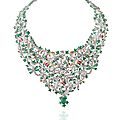 Abaran (bangalore). zambian emerald, mozambican ruby and white diamond necklace 