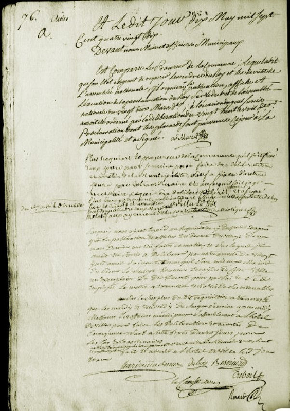 Le 10 mai 1790 à Mamers : Mamers veut un tribunal et droits d'aides encore.