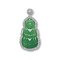 Jadeite 'guan yin' and diamond pendant