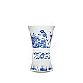 A blue and white 'bird and flower' beaker vase, ming dynasty, chongzhen period (1627-1644)