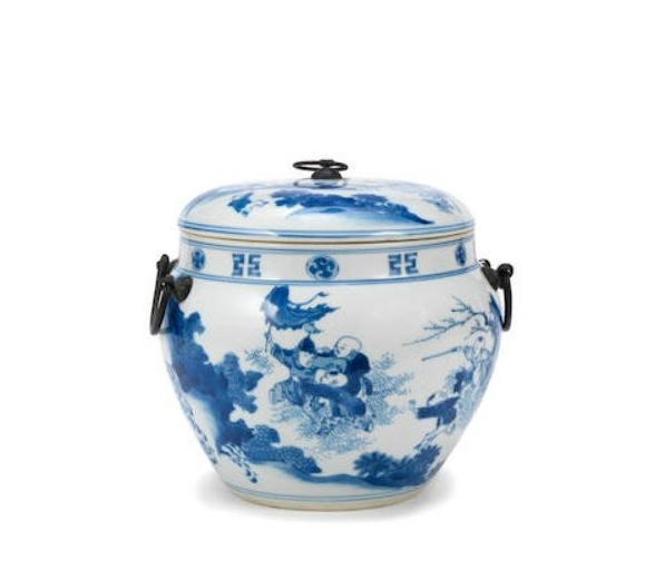 A blue and white 'boys' jar and cover, Chongzhen, circa 1640