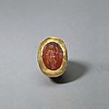 Gold and carnelian ring, greece, hellenistic, 3rd-2nd century b.c.