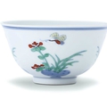 A fine doucai 'flower and butterfly' wine cup, qing dynasty, kangxi period