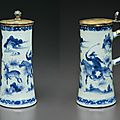 A silver-gilt-mounted blue and white tankard; the porcelain chongzhen period, circa 1640, the mounts continental, late 17th cent