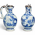 A blue and white ewer with silver mounts, chongzhen period (1628-1644)