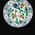 An iznik polychrome pottery dish, turkey, 16th century 