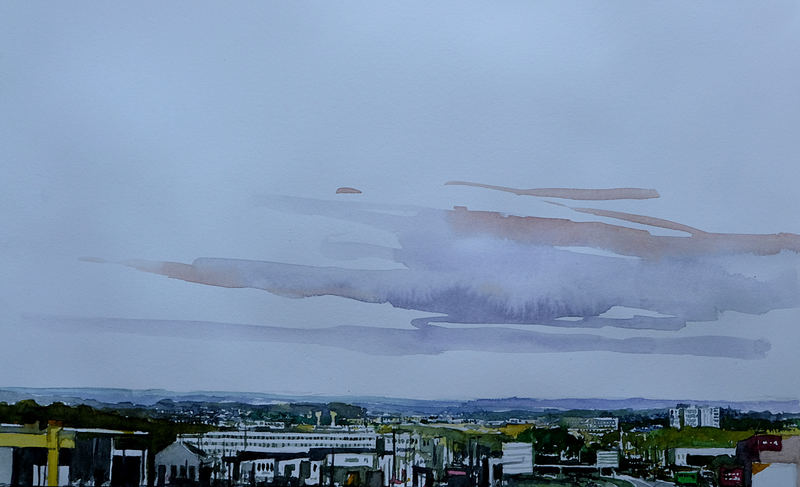 vannes rocade, aquarelle juillet 2018