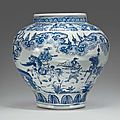 A large blue and white jar, guan, ming dynasty, mid-15th century 