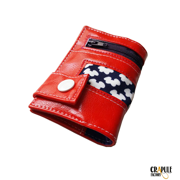 Porte carte / porte monnaie / billets zip original rouge et motifs pop vintage psyché artisanat made in France CrApule FActOry stephanie ERLICH-MAUJEAN
