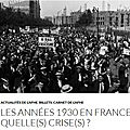 Les années 1930 en france : quelle(s) crise(s) ?