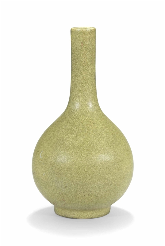 An 'eel-skin'-glazed bottle vase, Qianlong six-character seal mark and of the period (1736-1795)