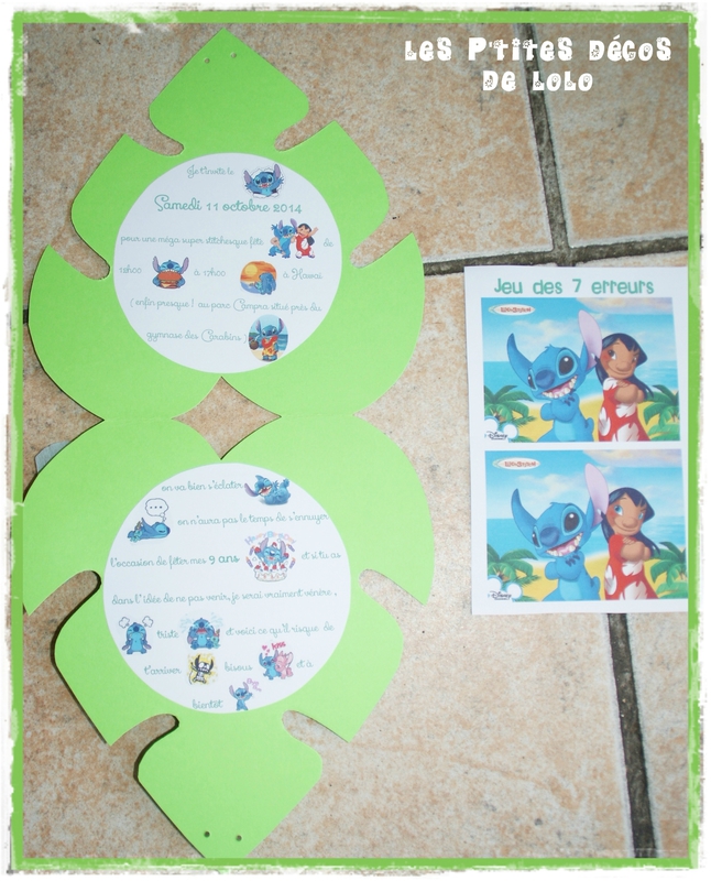 Lison A 9 Ans A Hawai Avec Stitch Les Invitations Les P Tites Decos De Lolo